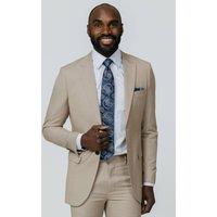 Dobell Men's Stone Sharkskin Slim Fit Suit Jacket | Size: 44S