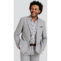 Dobell Men's Light Grey Linen Suit Jacket | Size: 52L