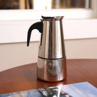 Living and Home 200/100ML Stovetop Espresso Maker Italian Moka Pot in Silver | Size: 100ml
