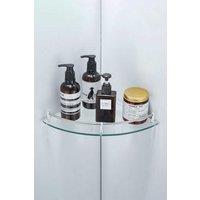 Living and Home 1 Tier Bathroom Glass Corner Shelf Wall Mounted Shelves Shampoo Holder Organizer in Silver