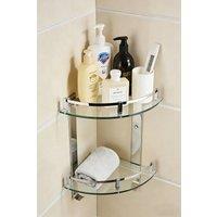 ExtraStar Modern Tempered Glass Corner Shelf in Silver