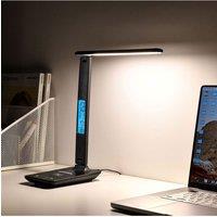 H&O Direct Multifunctional Eye-care LED Desk Lamp Wireless Charger in Black
