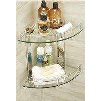Living and Home 2-Tier Tempered Glass Corner Shelf Bathroom Wall Mounted in Silver