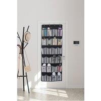Living and Home Over the Door Shoe Organizer Hanging Shoe Rack Storage Holder with 24 Extra Large Fabric Pockets in Black
