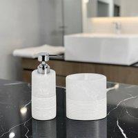 Showerdrape Bianco White Bathroom Accessory Set - Soap Dispenser & Toothbrush
