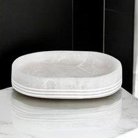 Showerdrape Bianco Frost Onyx White Striped Soap Dish