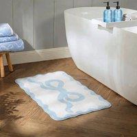 OHS Bow Velvet Bath Mat Soft Absorbent Shower Rug in Blue
