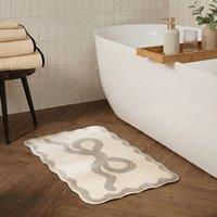 OHS Bow Velvet Bath Mat Soft Absorbent Shower Rug in Natural