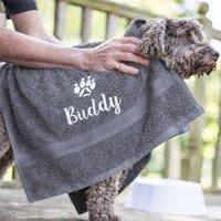 Duncan Stewart Personalised Dog Towel in Grey