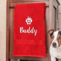 Duncan Stewart Personalised Dog Towel in Red
