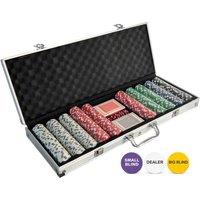Oypla 500 Piece Poker Set Complete With Chips, Cards, Dice, & Casino Style Case in Silver