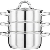 Cooks Professional 3-Tier Stainless Steel Steamer Pan with Lid & Handles in Silver | Size: XL