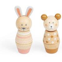 Bigjigs Toys Twist & Match Animals (Bear & Bunny) - 2pcs Retro Wooden Animal Toy