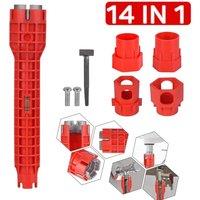 VOGREX 14 IN 1 FAUCET SINK BASIN INSTALLER PIPE WRENCH TAP SPANNER TOOLS in Red