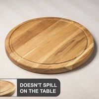 VOGREX Wooden Bread Board Round 30cm Kitchen Chopping Food Veg Bread in Brown