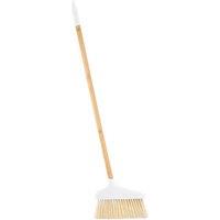 Kelvenix Long Handled Bamboo Tube Floor Dust Pan & Broom Brush Set - White | Size: 0.6m2