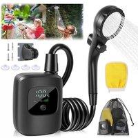 FLAVORA Portable Camping Shower Electric Rechargeable Outdoor in Black