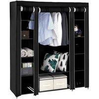 SPETLEK Canvas Wardrobe with Hanging Shelving in Black | Size: 500mm