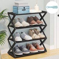 SPETLEK 4 Tier Shoe Rack Stand Storage Self Organiser in Black | Size: Large