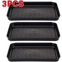 SPETLEK 3 Multi Purpose Plastic Shoe Tray Wellies Boots in Black | Size: Large