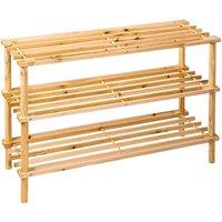SPETLEK Wooden Shoe Rack Storage Organizer 3 Tier in Brown | Size: Large