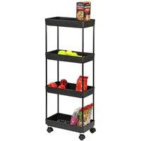 SPETLEK 4 Tier Slim Slide Out Kitchen Trolley Rack in Black | Size: Large