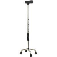 FLAVORA Adjustable 4 Prong Walking Stick Steel Quad Cane in Silver