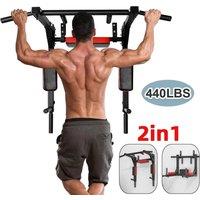 FLAVORA Wall Mounted Pull Up Bar Multifunctional Fitness Station in Black | Size: 0-12 m