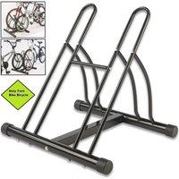EONLION Double Heavy Duty Bike Bicycle Floor Parking Stand Holder in Black | Size: 0-12 m