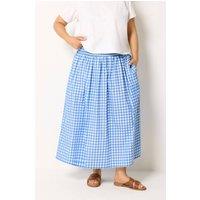 Yours Women's Gingham Maxi Skirt in Baby Blue | Size: 26-28