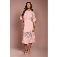 Coast Women's Lace Insert Midi Dress in Blush | Size: 12