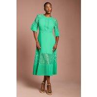 Coast Women's Lace Insert Midi Dress in Green | Size: 14