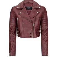 TruClothing Women's Leather Jacket Cross Zip Biker Brando Classic in Wine | Size: 5XL