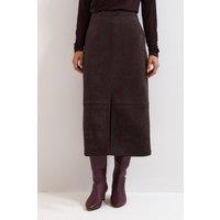 Phase Eight Women's Elodie Suede-Effect Midi Skirt in Dark Brown | Size: 18