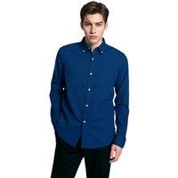 TopLook London Men's Mens Smart-Casual Button-Down Shirt - 100% Cotton Regular Fit Semi-Formal Shirt in Dark Navy | Size: XL