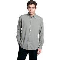 TopLook London Men's Mens Smart-Casual Button-Down Shirt - 100% Cotton Regular Fit Semi-Formal Shirt in Mid Grey | Size: 3XL