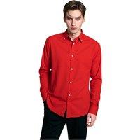 TopLook London Men's Mens Smart-Casual Button-Down Shirt - 100% Cotton Regular Fit Semi-Formal Shirt in Red | Size: 2XL