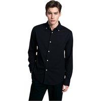 TopLook London Men's Mens Smart-Casual Button-Down Shirt - 100% Cotton Regular Fit Semi-Formal Shirt in Jet Black | Size: XL