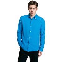 TopLook London Men's Mens Smart-Casual Button-Down Shirt - 100% Cotton Regular Fit Semi-Formal Shirt in Bright Blue | Size: 3XL