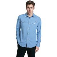 TopLook London Men's Mens Smart Casual Shirt Cotton Long Sleeve with Chest Pocket in Pale Blue | Size: 2XL
