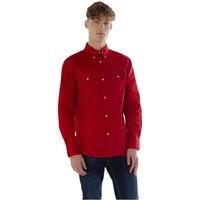 TopLook London Men's Mens Smart Casual Shirt Cotton Long Sleeve with Chest Pocket in Red | Size: 3XL