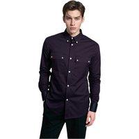 TopLook London Men's Mens Business Casual Shirt - Cotton Long Sleeve with Pockets in True Black | Size: 3XL