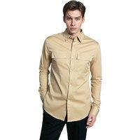 TopLook London Men's Mens Business Casual Shirt - Cotton Long Sleeve with Pockets in Ivory | Size: 2XL