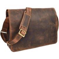 House of Leather Men's Mens Real Oiled Leather Messenger Shoulder Bag Putney in Tan