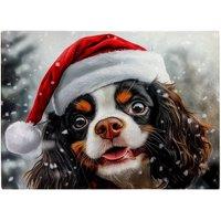 Warren Reed - Designer Christmas Cavalier King Charles Spaniel Glass Chopping Board