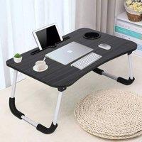 Ventryn Portable Folding Laptop Bed Table Desk Tray Stand for Breakfast in Black