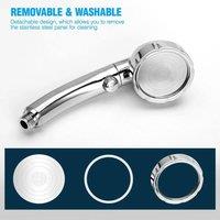 VOGREX bath Shower Head 3 mode large Chrome handset heads water saving in Silver