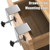 VOGREX 2Pcs Drawer Front Installation Clamps Drawer Fixing Clips Tool in Silver