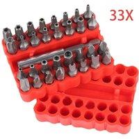 VOGREX 33PC SCREWDRIVER BIT SET TAMPERPROOF HEX KEY SPANNER TORX TRI-WING in Red