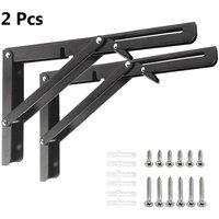 VOGREX Folding Bracket Table Extension Shelf Wall Hinges 1 Set(2 pcs) in Black